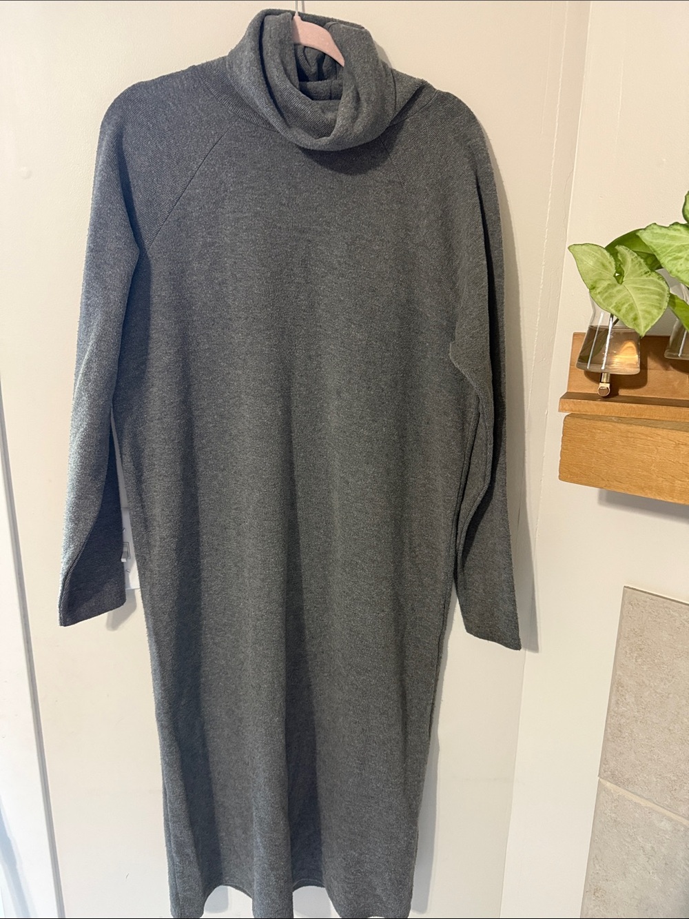 ASOS Dark Charcoal Ribbed Turtleneck Dress